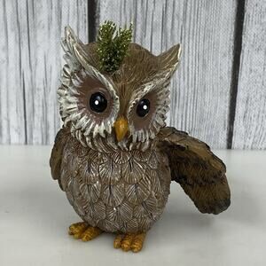 Owl Figurine Resin Brown Tan 3.75” Tall Cabin Rustic Decor